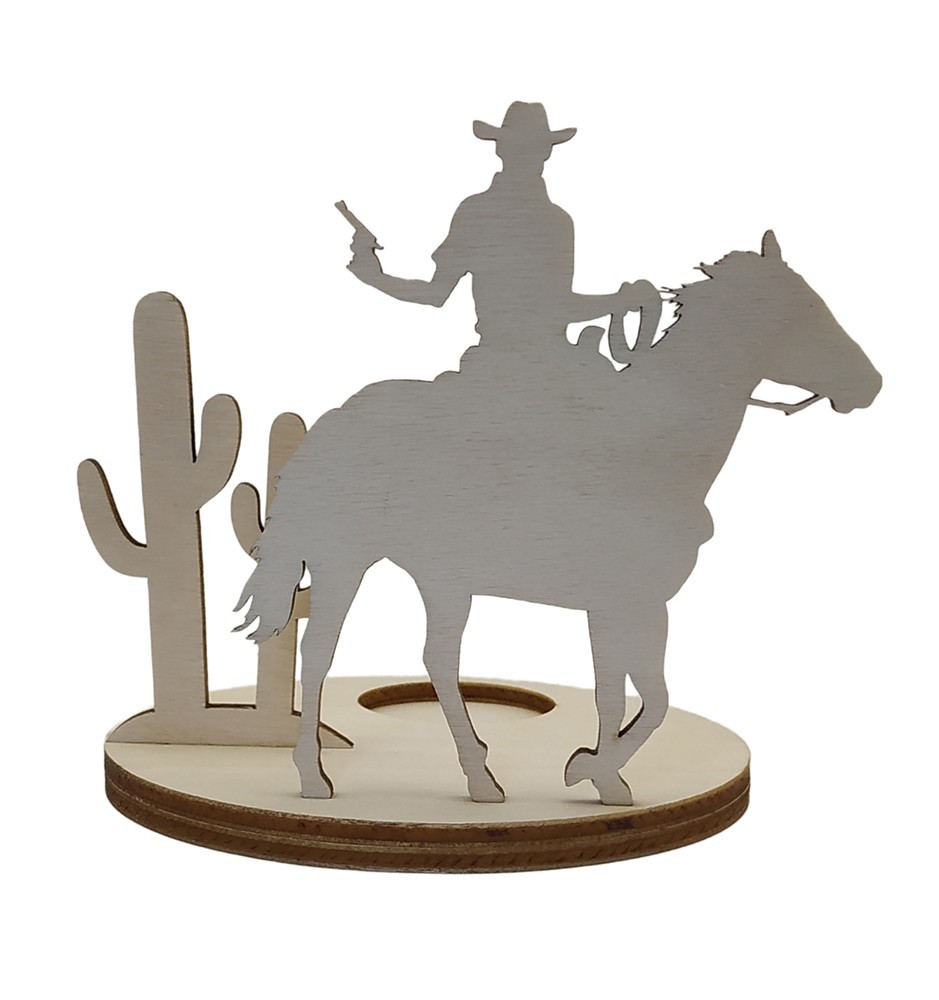 Unique Wooden Candle Holder / Stand Cowboy - Wild West Unique Wooden Candle Holder / Stand Cowboy - Wild West
