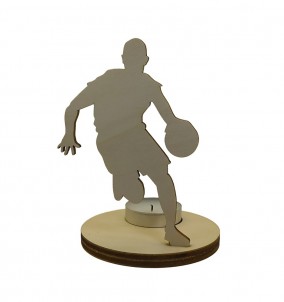 Einzigartiger Holzkerzenhalter / Ständer Basketballspieler Dribbling