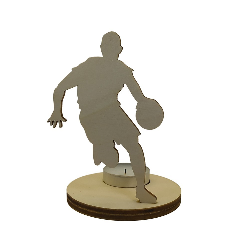 Einzigartiger Holzkerzenhalter / Ständer Basketballspieler Dribbling Einzigartiger Holzkerzenhalter / Ständer Basketballspieler Dribbling