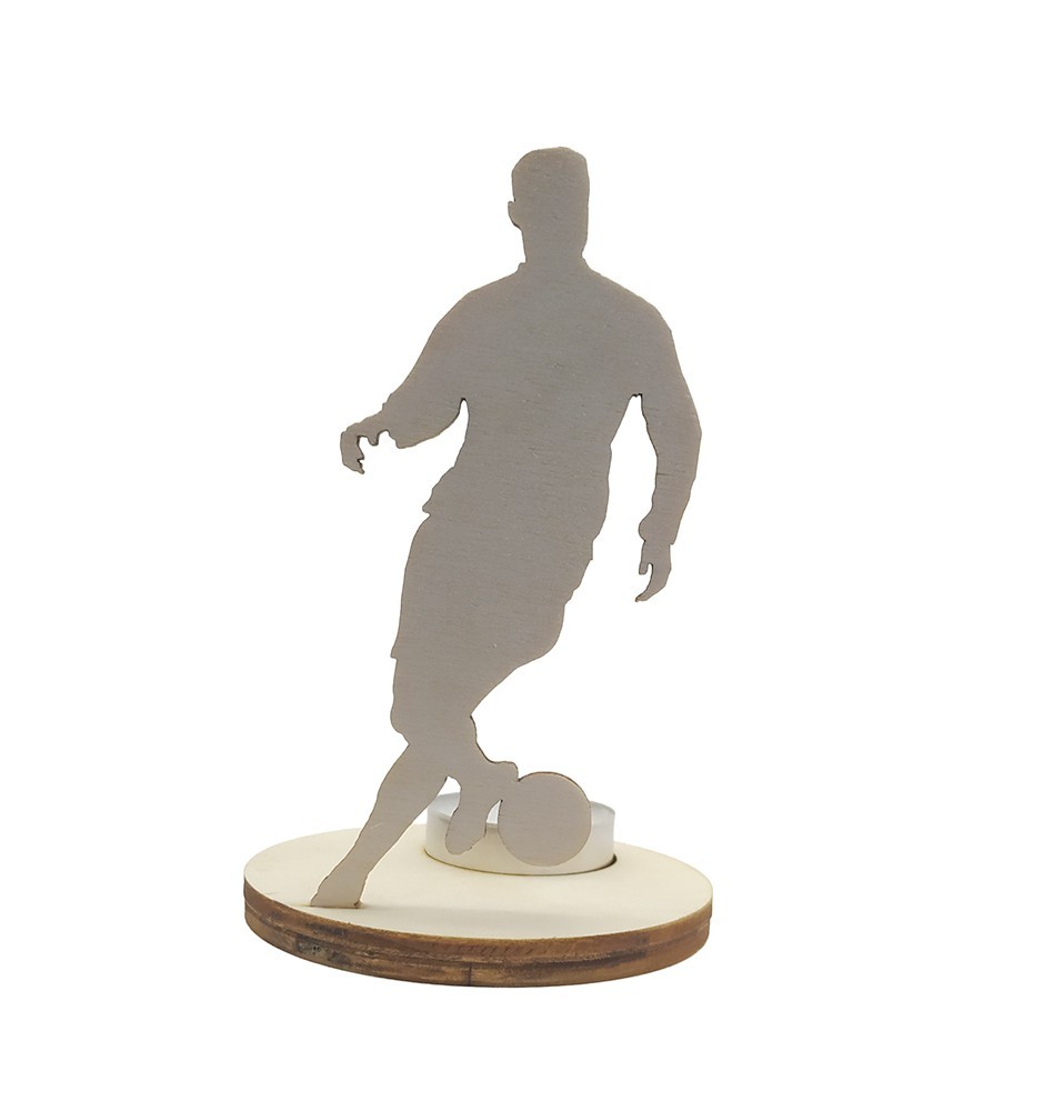 Unique Wooden Candle Holder / Stand football Player Dribbling Unique Wooden Candle Holder / Stand football Player Dribbling
