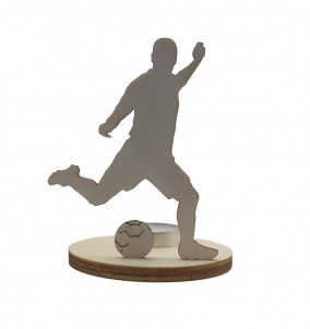 Einzigartiger Holzkerzenhalter / Ständer Fußballspieler Torschuss
