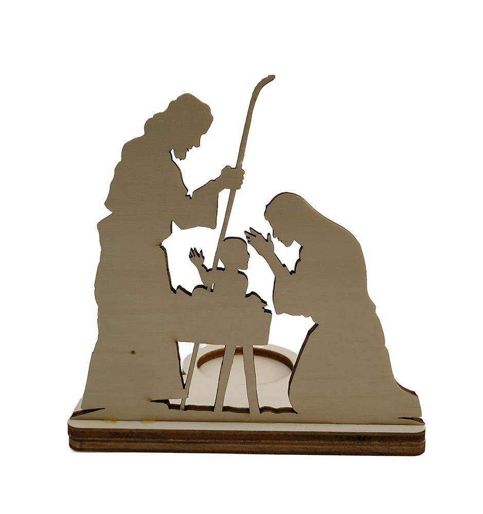 Weihnachtskrippe Kerzenhalter - Vorderansicht