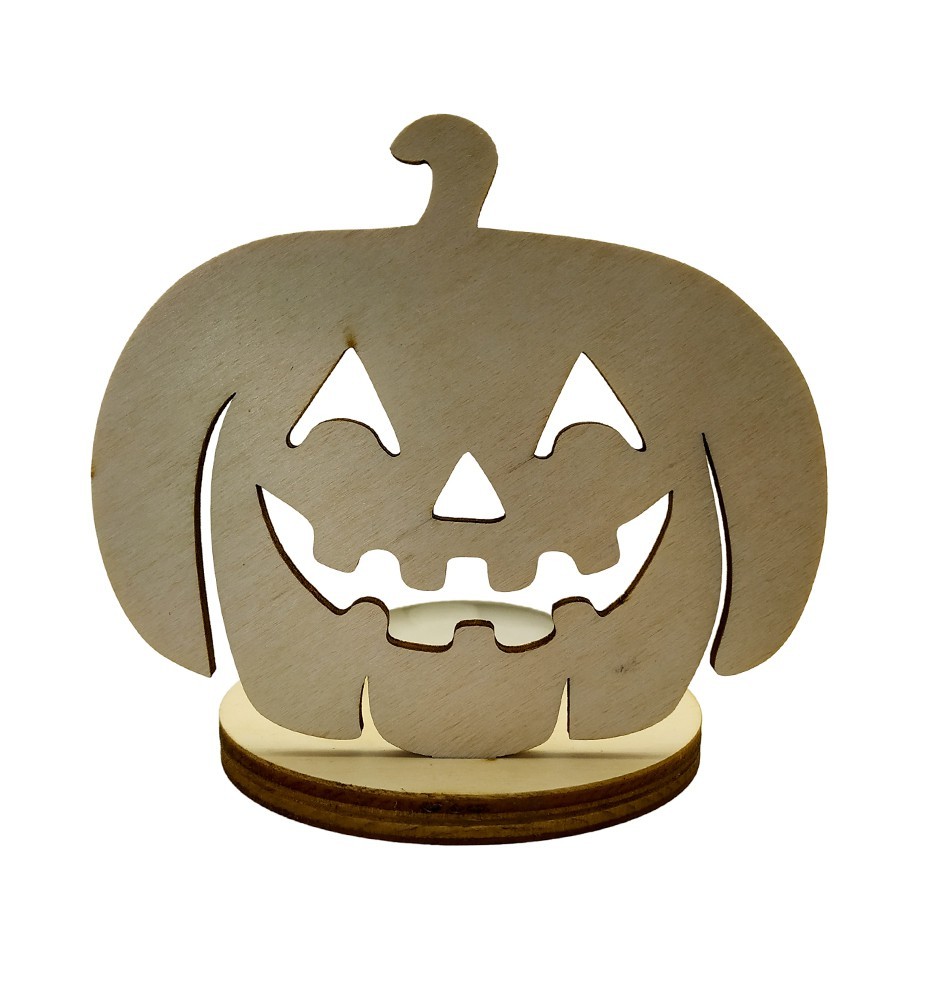 Unique Wooden Halloween Candle Holder / Stand Smiling Pumpkin Unique Wooden Halloween Candle Holder / Stand Smiling Pumpkin