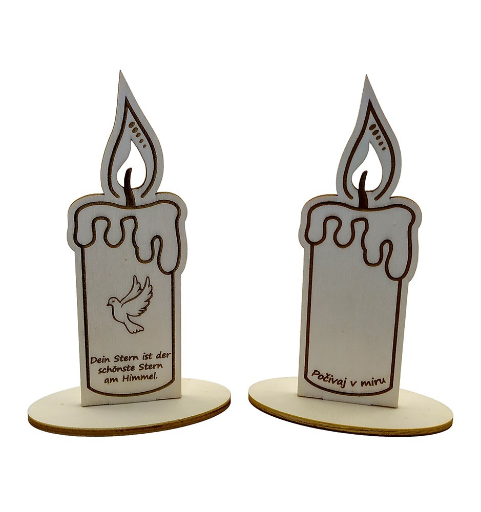 Wooden candle with stand Custom Inscription - All Saints Day Wooden candle with stand Custom Inscription - All Saints Day