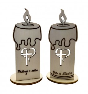 Wooden candle with stand Custom Inscription - All Saints Day