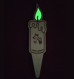 Wooden candle with Luminescent Flame - All Saints Day
