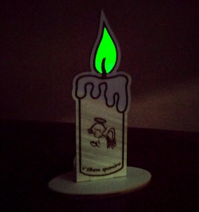 Wooden candle with Luminescent Flame - All Saints Day