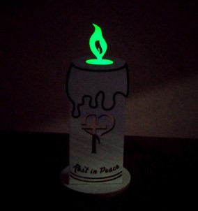 Wooden candle with Luminescent Flame - All Saints Day