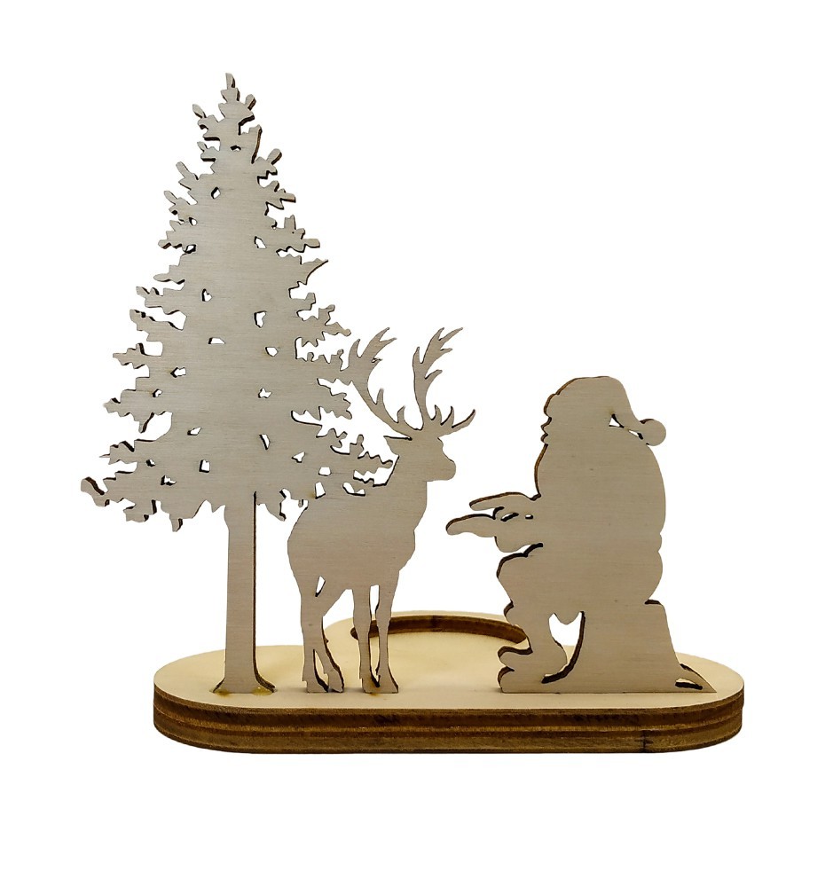 Christmas Decoration - Candleholder Santa With Reindeer