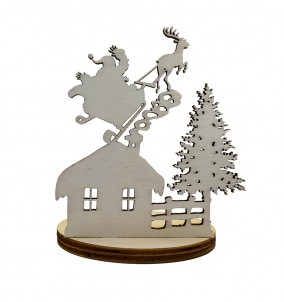 Weihnachtsdekoration - Kerzenhalter Weihnachtsmann mit Schlitten