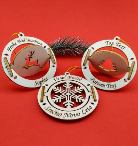 Personalized Spinning Christmas Ornament Christmas Decoration Made Out Of Wood