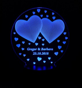 3D Hearts LED Lamp  Personalized Love - Valentine's Day Gift