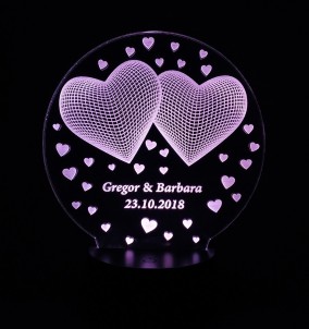 Personalisierte Herz LED Nachtlicht / Lampe - Valentinstag Geschenke