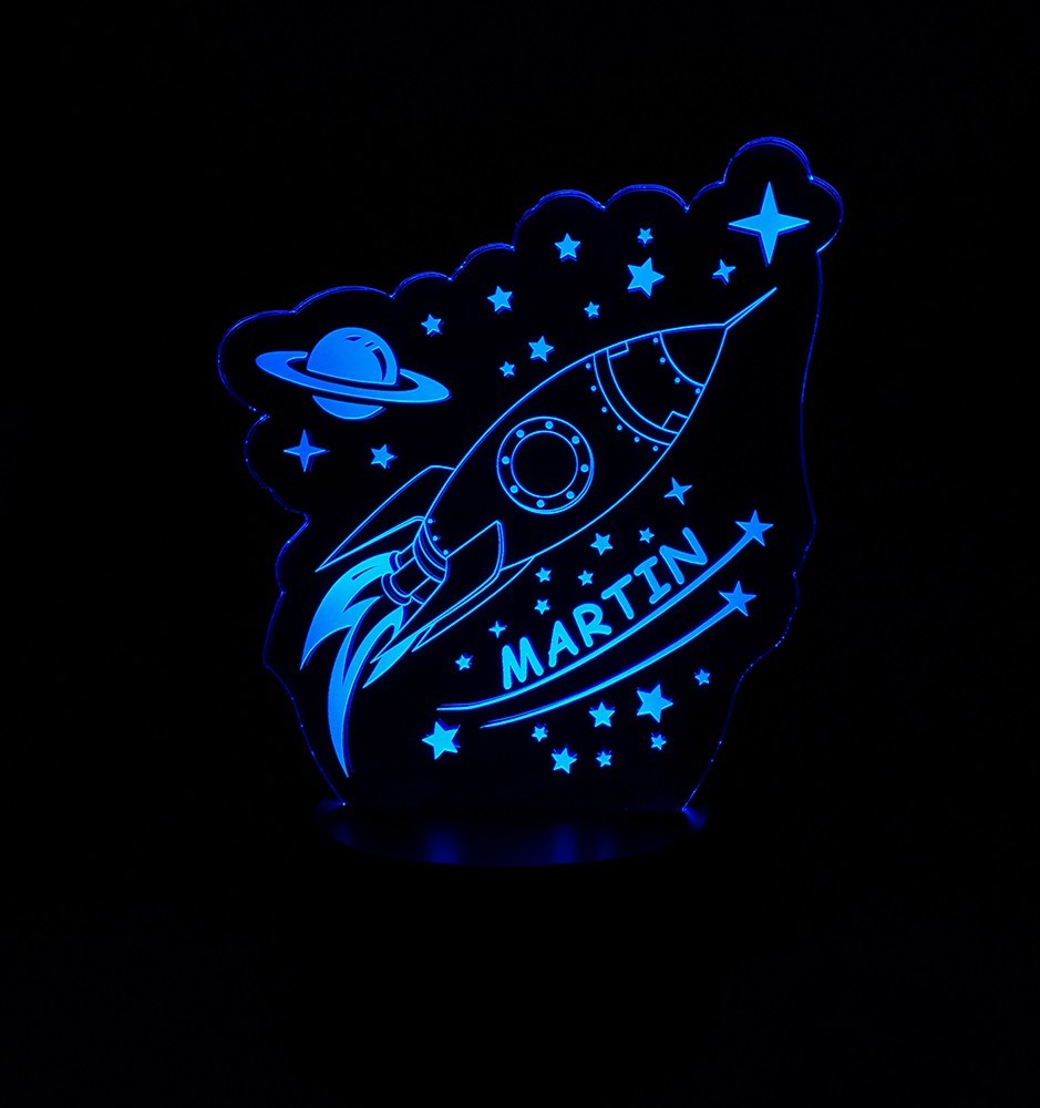 Personalisierte 3D LED Nachtlicht Lampe - Rakete design Personalisierte 3D LED Nachtlicht Lampe - Rakete design