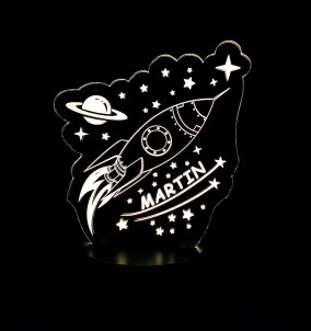Personalized LED Night Lamp  - Rocket design