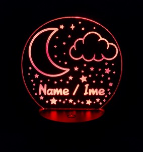 Personalisierte  Sterne & Mond Nachtlicht - Kinder LED-Nachttischlampe