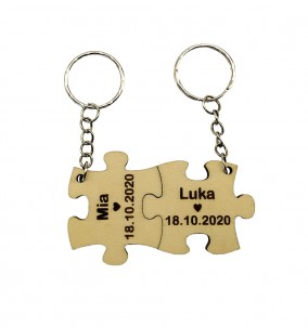 Personalized Matching Interlocking Puzzle Keychain Set - Couple gift idea