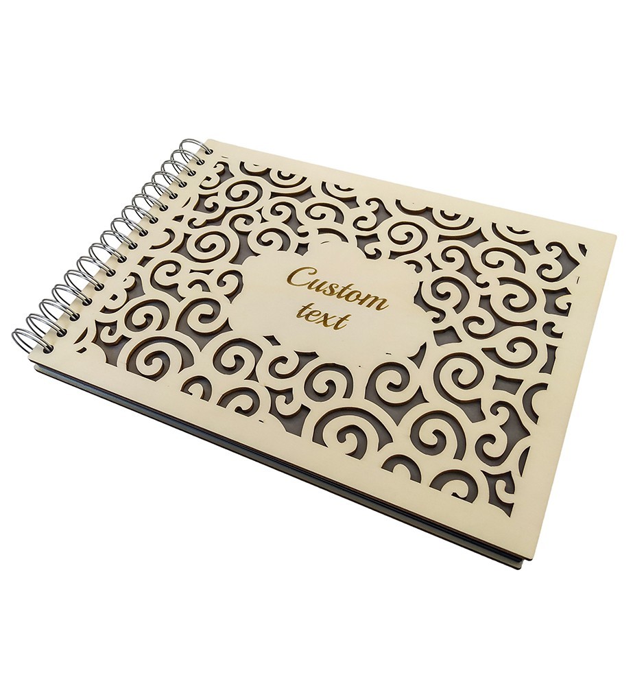 Personalized Photo Album With Custom Wooden Covers - Cloud Design Personalized Photo Album With Custom Wooden Covers - Cloud Design