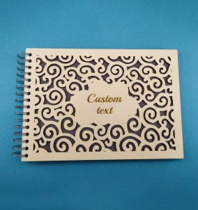 Personalized Photo Album With Custom Wooden Covers - Cloud Design