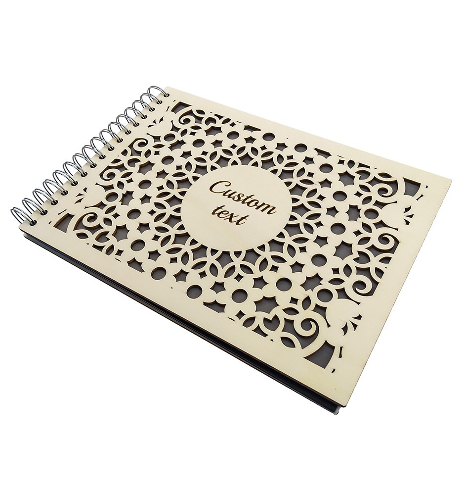 Personalized Photo Album With Custom Wooden Covers - Flowers Design Personalized Photo Album With Custom Wooden Covers - Flowers Design