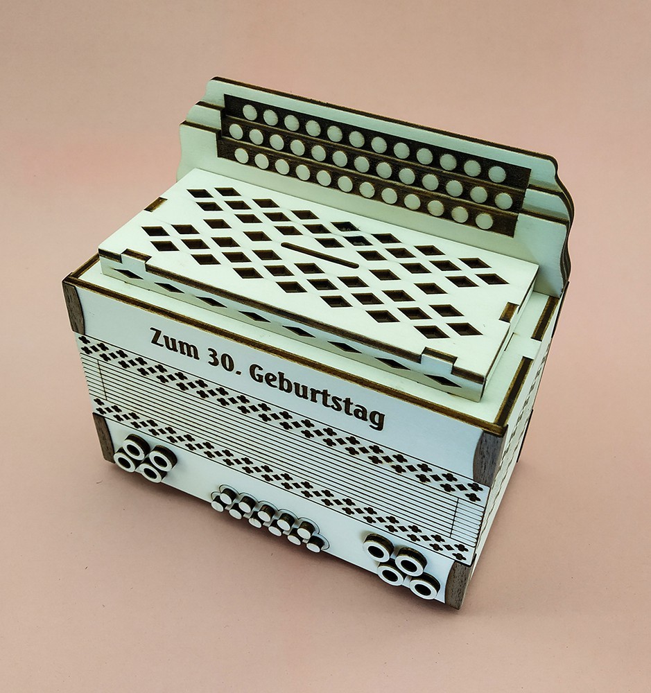 Personalized Wooden Money Box in the Shape of Accordion As a Gift For Accordion player.