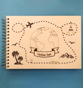 Personalized  Travelling Photo Album With Custom Wooden Covers