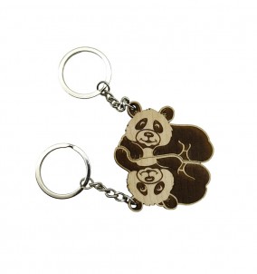 Ineinandergreifendes Panda Schlüsselanhänger - Personalisiertes Gravur