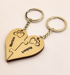 Personalized Matching Interlocking Heart-puzzle Keychain Set