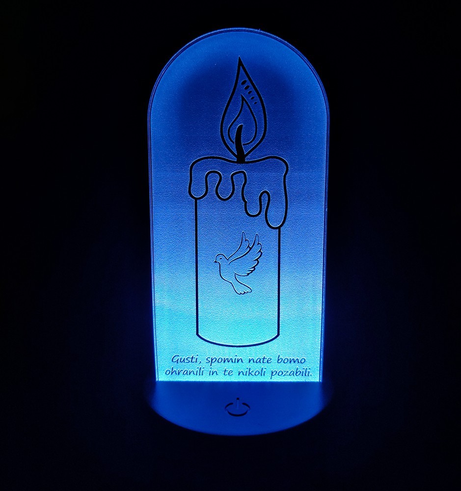 LED Candle Night Light - With Custom Text - 3D RGB Lamp- Grave Decor