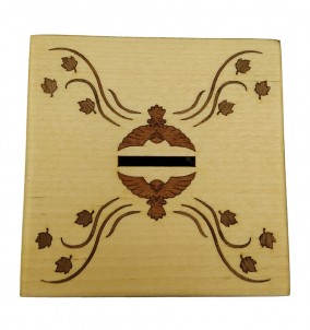 Wooden Money Box with Cute Owl design made from veneer marquetry - top view