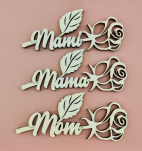Personalized Wooden Rose With "Mom" Inscription - Gift for Mother's Day